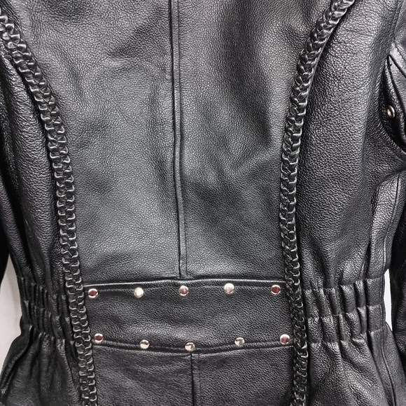 FIRST CLASSICS Preppy Biker Outdoors S Motorcycle Black Leather Jacket (#1,241) - Picture 9 of 10